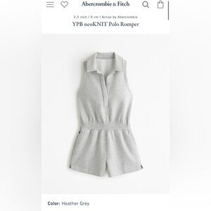 Abercrombie & Fitch YPB neoKNIT Polo Romper in Heather Grey size Medium